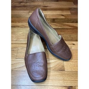 Hotter Envy Brown Slip-On Leather Brown Comfort Loafer Shoes Women's US 6 New